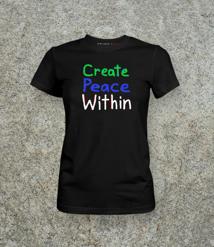 Womens-Tshirt-T1-Black-Create-Peace